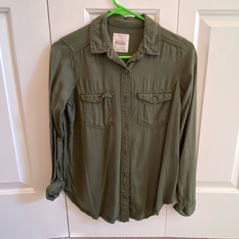 Army Green Mudd Button Down Long Sleeve Shirt